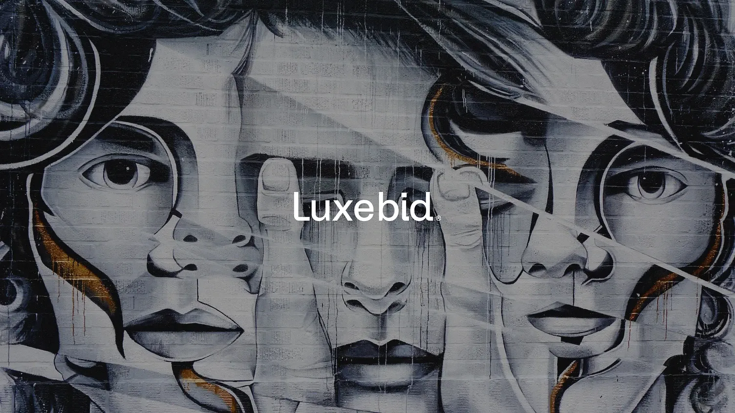 Luxebid wordmark over a street mural