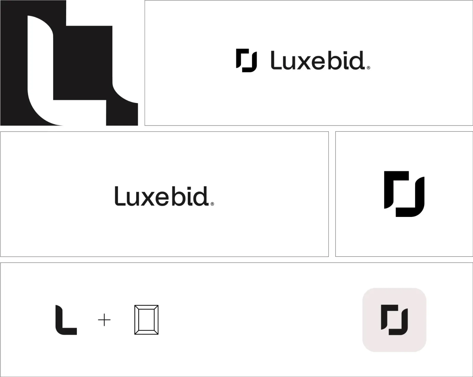 Luxebid logo, wordmark and app icon