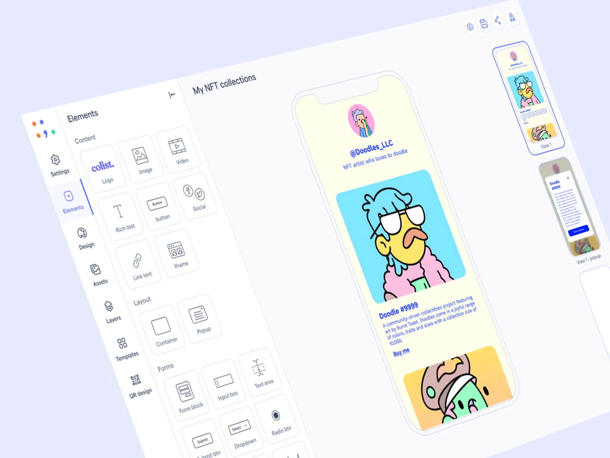 Deployable no-code app builder with a phone preview