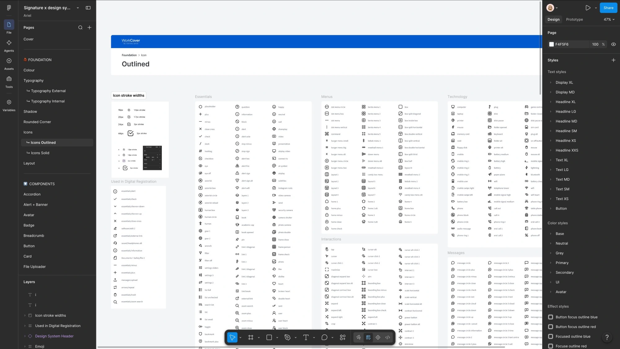 WorkCover icon set in Figma