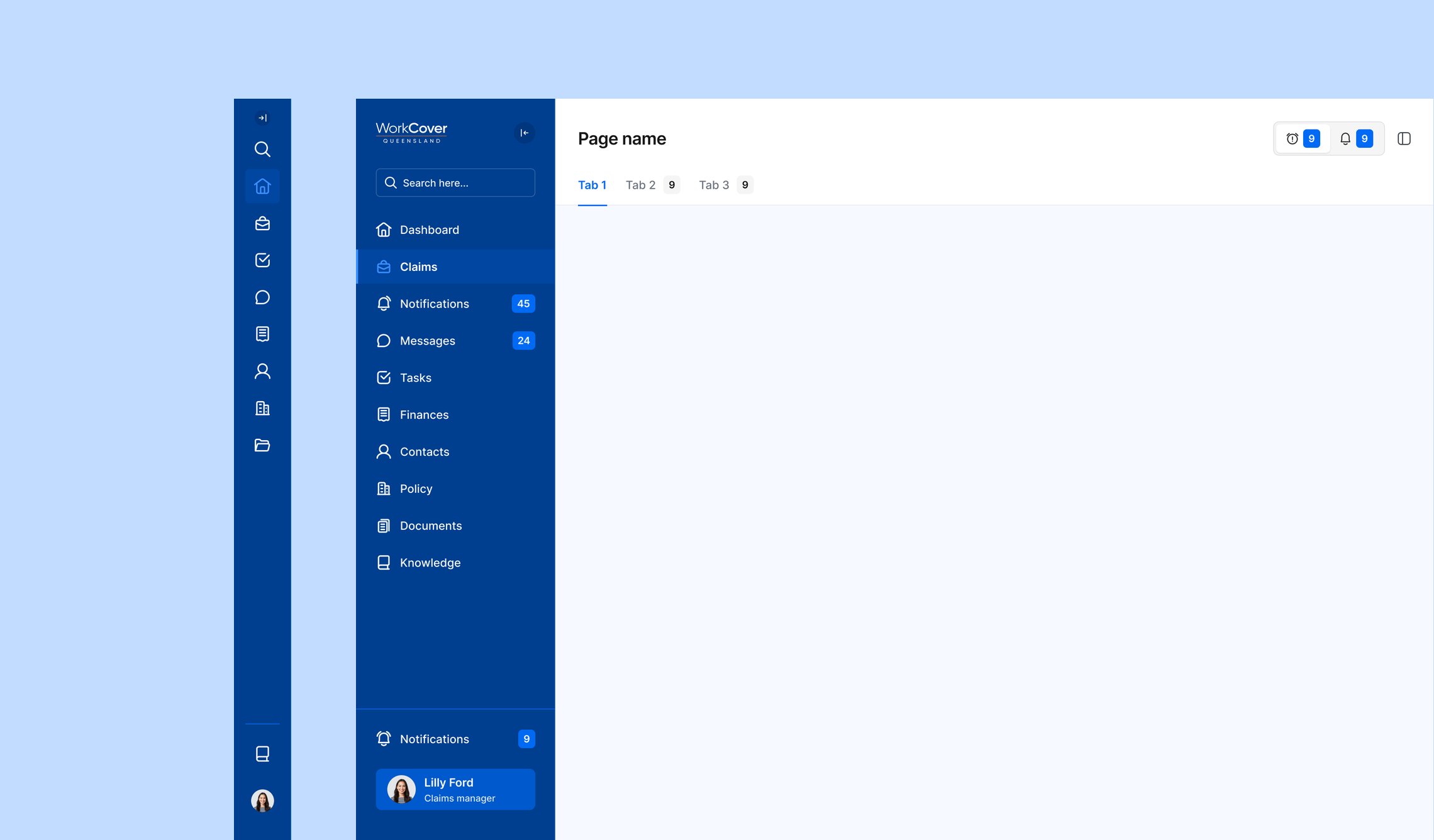 Navigation patterns from the WorkCover design system